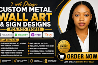 design telaunch custom metal wall art sign jetprint tpop etsy printify pod store
