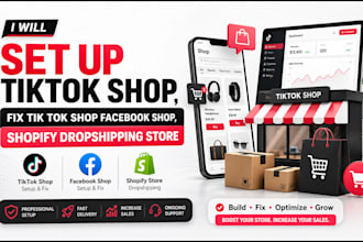 set up tiktok shop, fix tik tok shop facebook shop, shopify dropshipping store