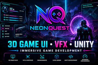 create 3d UI UX, vfx and unity environment