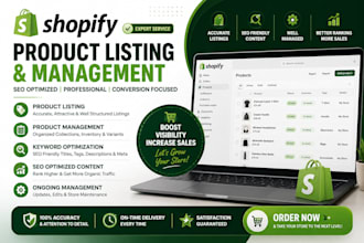 shopify product listing, product upload and collection management