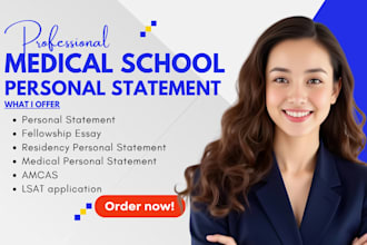 edit personal statement for medical school, and residency applications