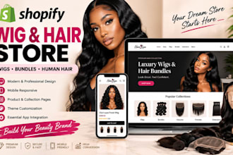 design or redesign your shopify wig hair store bundles for your beauty brand