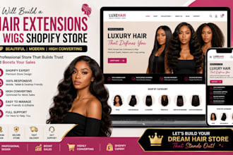 design shopify hair, wigs, bundles, lashes store or website