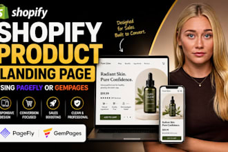 design shopify product landing page using pagefly or gempages