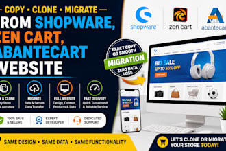 migrate copy clone from shopware zen cart abantecart website to shopify store