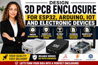 design 3d pcb enclosure for esp32, arduino, iot and electronic devices