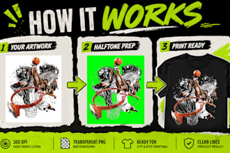 prepare dtf dtg halftone artwork for t shirt printing