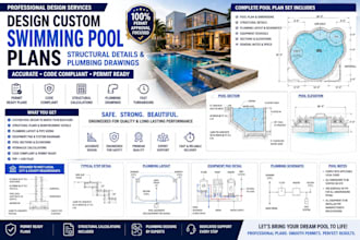 design custom swimming pool plans structural details and plumbing drawings