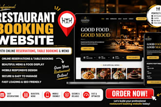 create restaurant booking website with online reservation table booking and menu