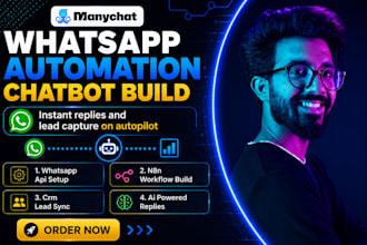 build manychat and n8n ai chatbot automation for instagram, whatsapp, facebook