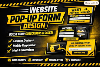 design website popup form design for wix, wordpress and shopify store business