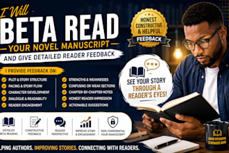 beta read your novel manuscript and give detailed reader feedback