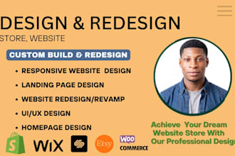 design or redesign your shopify, wix, or etsy website