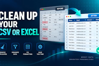 clean up and organize your messy CSV or excel file