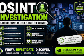 conduct osint investigation, background check and due diligence