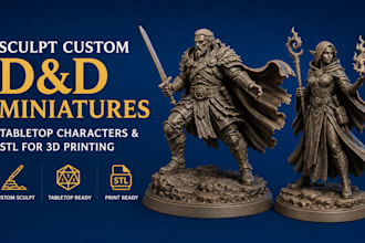 sculpt custom dnd miniatures tabletop characters and stl for 3d printing