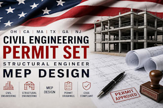 civil engineering permit set structural engineer mep in ohio, ca ma tx ga nj