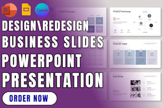 design or redesign professional business slides for company presentations