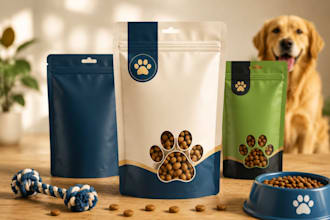 design packaging pouch, pet product pouch, cosmetics pouch, custom pouch