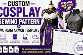 create custom cosplay pattern eva foam armor dress garment sewing pattern pdf