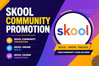 do skool community promotion, skool online setup, skool course promotion