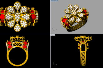 do high end luxury jewelry 3d cad model and ring design