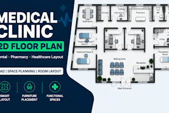 design medical clinic dental office phamacy 2d floor plan and healthcare layout