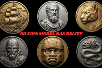 create 3d coin model bas relife stl for 3d printing