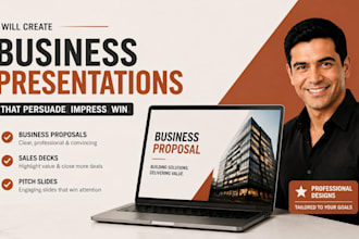 create business proposal presentations, sales decks and professional pitch slide