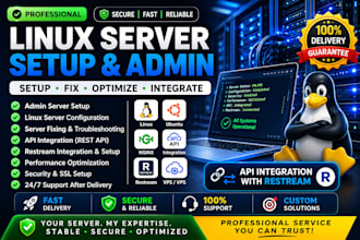 setup admin server, server fixing, linux server, api integration,  with restream