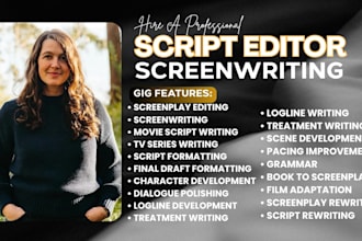 write film script, comedy script, screenplay, movie script or TV series