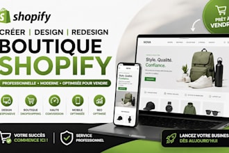 je vais créer, designer ou redesign votre boutique shopify shopify store design