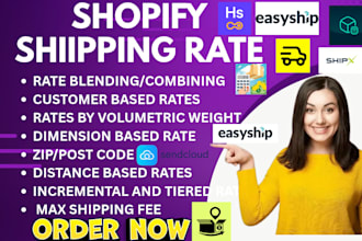 setup shopify shipping rate shipx shipzip easyship sendcloud hideship oct cbb