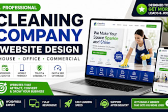 build cleaning company website, house cleaning, office and commercial website