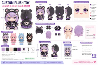 design custom plush toy artwork ready for manufacturing