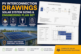 pv interconnection drawings, solar system sizing and engineering plan set