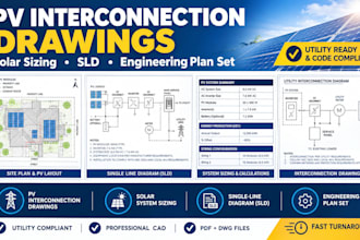 create pv interconnection drawings, solar sizing and engineering plan set