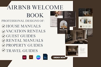 design airbnb welcome book, lead magnet guidebook, vacation rental, house manual
