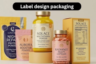 design product label, bottle label, and packaging for your brand