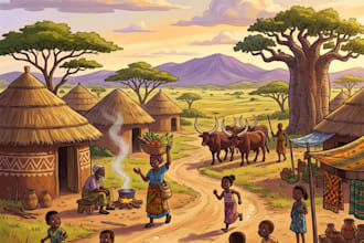 create african folktale illustrations for kids