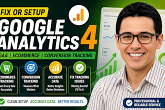fix or setup google analytics 4 ga4, ecommerce tracking conversion tracking
