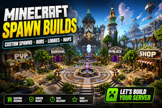 build minecraft spawn map hub lobby base house custom terrain in java or bedrock