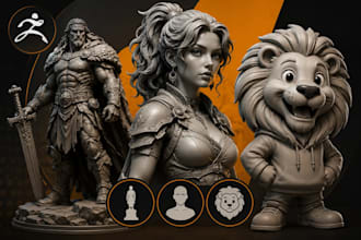 sculpt statue for 3d printing, custom 3d character model, and mascot in zbrush