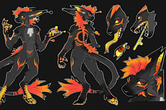 draw furry art fursona character reference sheet nsfw vtuber, anime ref sheet