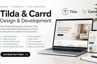 create a responsive tilda website, carrd website tilda landing page tilda store