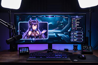 design twitch overlay, animated stream overlay and vtuber branding