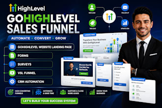 do gohighlevel website landing page, forms, surveys, vsl funnel, crm automation