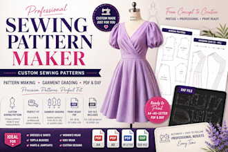 be your custom sewing pattern maker for garment grading pdf dxf dress pattern