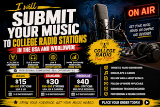 submit your music to college radio stations in the USA and worldwide