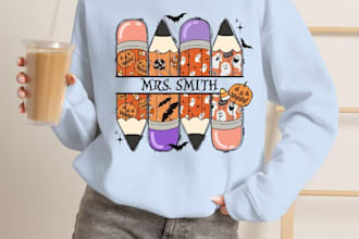design unique halloween shirts for school teachers, pod halloween t shirt design